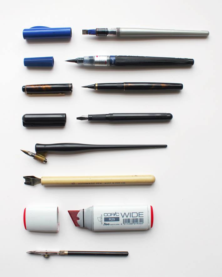 seb-lester-outils-stylos-feutres-posca-peinture-encre-calligraphie-effronte