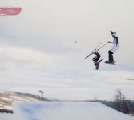 Match-de-foot-sur-snowpark-en-Norvège-Geilo-ski-wild-effronte