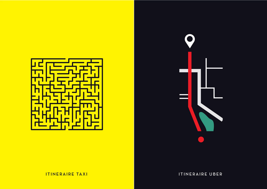 5 illustrations sur les différences entre les taxis et Uber 02