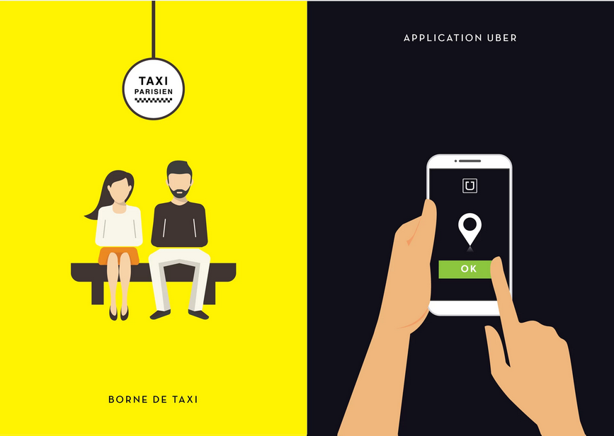 5 illustrations sur les différences entre les taxis et Uber 05