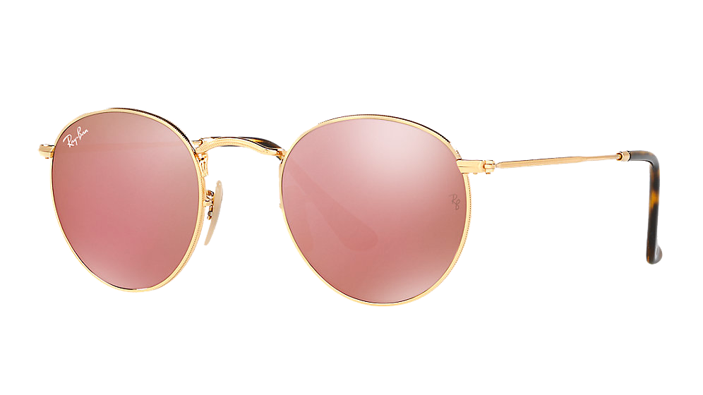 ray-ban-round-metal-dore-ecaille-cuivre-miroite les lunettes de soleil idéales pour vos vacances verres mirroir miroité effronté