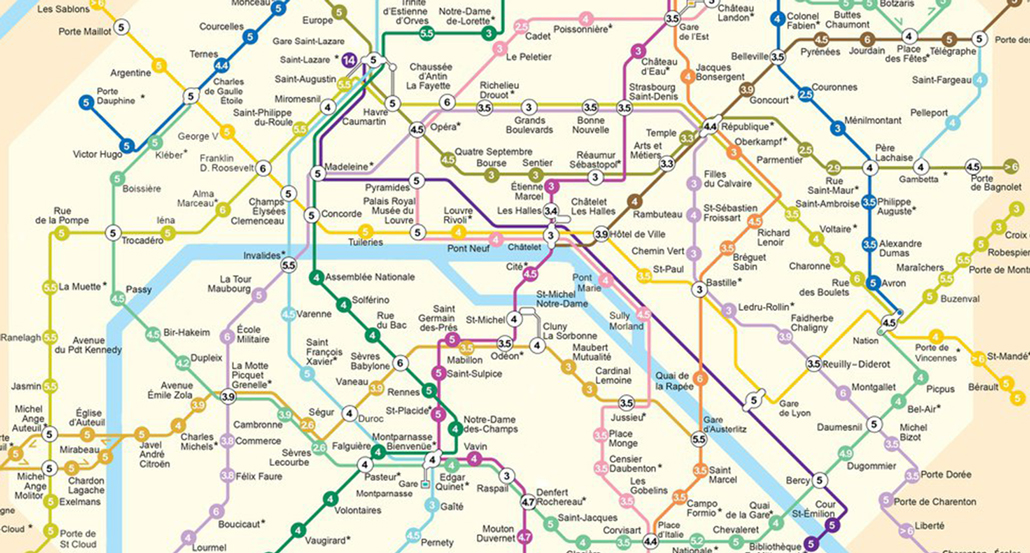 La carte du métro de Paris avec le prix des pintes de bière par station 01